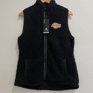 NWT NBA Lakers Women Size M Black Sherpa Vest‎